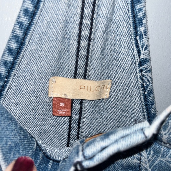 Anthropologie Pilcro floral pattern denim painter’s overalls size 28 - Picture 5 of 9